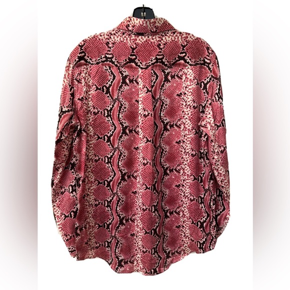 NEW Pure Amici Red Snakeskin 100% Silk Long Sleeve Blouse Luxury Boutique Brand - Picture 3 of 6